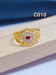 Wing Sing 916 Gold Feather Crown Ring / Cincin Emas 916 (C010)