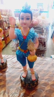 กุมารทอง กุมารี สูง 28 นิ้ว ท้าวเอว ถือถุงทอง เรียกทรัพย์ คุ้มครอง