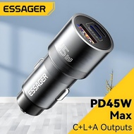 Essager PD 45W USB + Type-C + L Multi-function Car Charger Fast Charging Input Voltage 12-24V