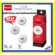 NITTAKU 3-STAR PREMIUM CLEAN (3 BALLS) - TABLE TENNIS BALLS PINGPONG BOLA