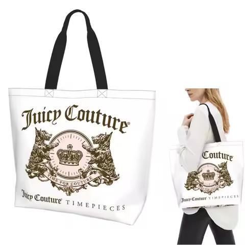 Juicy Couture Classic Shopping Tote Bag Canvas Large Capacity Shoulder Bags Shopper Grocery Handbag 
