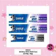 Darlie All Shiny White Multicare 140gx2 + Charcoal Clean 80g Toothpaste