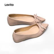 Lovito Elegant Boat Shoes Bow Commute Boat Shoes for Women LFA89001 Elegan Kasut Bot Mesh Tali Leher