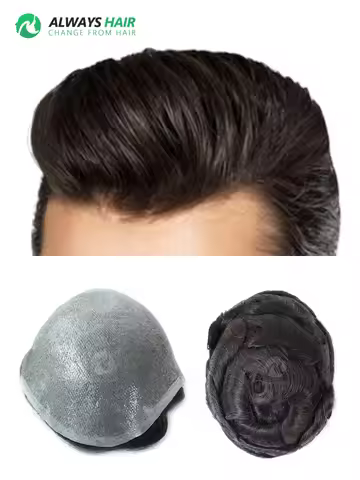 OS21 - Undetectable Mens Toupee All V Loop Super Thin Skin Hair Replacement System for Men Natural H