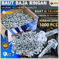 Baut Baja Ringan 10 x 19 MM - 1 Dus - High Quality / Roofing Baut Baja Ringan 10x19 Baut / sekrup / 