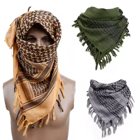 110*110 Arab Keffiyeh Shemagh Scarf Desert Arab Square Scarves with Tassel for Hunting Outdoor Milit