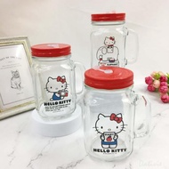 台灣製 玻璃梅森杯 450ml-凱蒂貓 HELLO KITTY 三麗鷗 Sanrio 正版授權