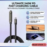 240W USB C to C Cable Gaming Stand 1.5M Braided Data Kebel for Laptop Tablet Phone