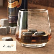 [AuraLayor] Whiskey Stones And Whiskey Glass Gift Set Of 4, For Men | Father's Day, 6 Granite Whiske