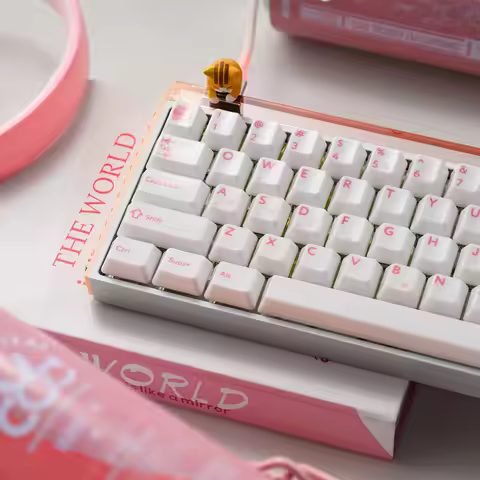 XVX Ceramic Keycaps with Pink Characters, Ultra Smooth Surface, Cherry Profile Keycap For Cherry MX 