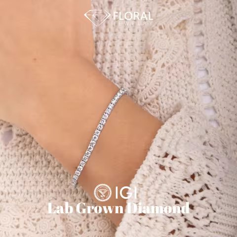 IGI CVD HPHT Certified Diamond Lab Grown Diamond Tennis Bracelet Necklace 5ct 14k 18k Gold Woman 1.5