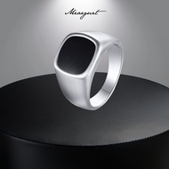 Meaeguet Fashion Men Ring Stainless Steel Silver Ring Square Signet Ring for Men Accessories for Men