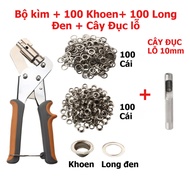 Bộ kìm bấm mắt cáo 10mm Kèm 100 khoen Ô rê – Dụng cụ bấm khoen cho bạt Hiflex da giấy thủ công - Sid