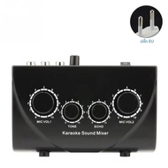 แบบพกพาเสียงคาราโอเกะสเตอริโอ Echo Mixer Dual ไมโครโฟนอินพุตสาย RCA Power Adapter สําหรับครอบครัวควา