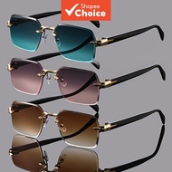 Square Rimless Sunglasses YK2 Style with Lightweight PC Frame for Men and Women Ideal for Gifting