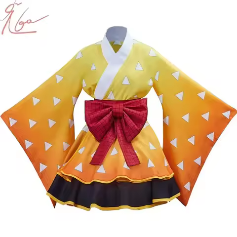Woman Kamado Nezuko Kochou Shinobu Kanao Tanjiro Maid Dress Anime Kimono Cosplay Full Set Uniform Sh