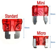 (10pcs) Automotive Fuse Standard Mini Micro Fuse/Fius Motosikal Kereta Lori/Fuse Motorcycle Car Lorr