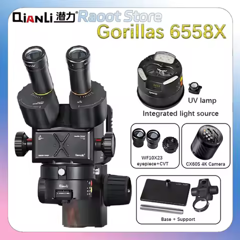 Qianli 6558 Gorilla Trinocular Microscope 6.5X-58X Zoom Industrial Microscope for Phone PCB Motherbo