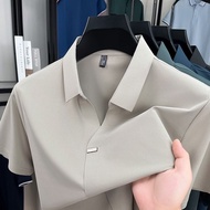 【ks1140.my】 Clothing Woodpecker Summer New Style No Trace No Ironing POLO Shirt Fresh Gray Short Sle