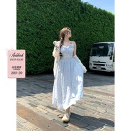 dress woman floral dress lovito dress Annie tidak panas, manis, telinga kayu, rok panjang bunga, gay