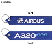 [Brightbiu] 1Pc Airbus Keychain Phone Straps Embroidery A320 Aviation Key Ring Chain for Aviation Gi