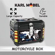 Motorcycle Box Aluminium Style ABS 45L Waterproof Rack Aluminum Safety Lock Kotak Motosikal Peti ABS Box Motor