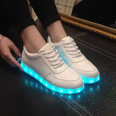 Luminous Sneakers for Women Casual Led Glowing Shoes for Men Fashion Flat Running LED Rechargeable C
