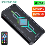 Snowman ARGB Hub ( 5V 3PIN ARGB + 4 Pin PWM ) PC Case CPU Fan Controller Remote Light Sync ARGB Conn