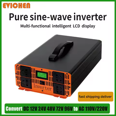 10000W 8000W 5000W 6000W Power Inverter Pure Sine Wave DC12/24/48/60/72/84/96V to AC 110V/220V-Vehic