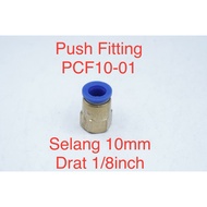 Pcf10-01 Pneumatic Coupler Fitting Straight Hose 10mm Inner Thread 1/8inch Slip Lock Push Tube Brass Connector Female Thread Straight Connector | 2.048.0024 | Pcf10-01