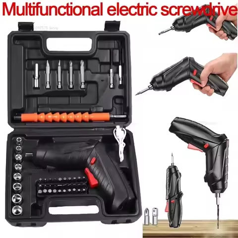 47pcs Rechargeable 36V Cordless Electric Screwdriver Kit with Lithium Battery Folding Power Tool for