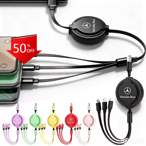 1Pcs Car Mounted Telescopic Three in One Mobile Phone Charger Stickers For Mercedes Benz C260 C200 C