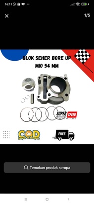 Blok seher Bore up 54 mm (130cc) Mio sporty mio smile Mio soul mio garnis Nouvo Fino karbu (1 set) s