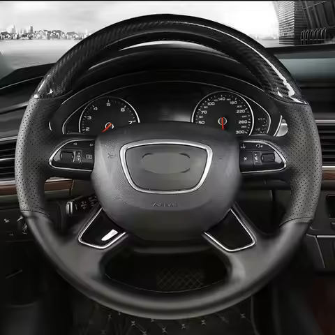 For Audi A3 A4 2013-2018 A6 2005-2018 Q3 2012-2018 Q5 Q7 2013-2018 Black Hand-Stitched Leather Car S