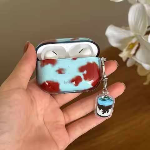 Cartoon Cute Amber Blue Clear Soft Earphone Case For AirPods 4nd Air Pods 3 Pro 2 With Keychain Fall