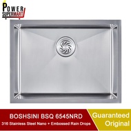 Boshsini 316 Stainless Steel Nano + Embossed Rain Drops Kitchen Sink. BSQ 6545NRD. Local SG Stock