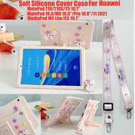 Kids Silicon Case For Huawei MatePad T10 9.7'' Matepad T10S 10.1'' T5 10.1 Matepad 10.4 inch 10.8'' Pro 10.8 MatePad 11 2021 case Cartoon Stand Shcokproof Tablet Case for Huawei Mediapad M5 Lite C5 10.1'' Mediapad M6 10.8'' Cover case
