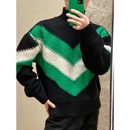 Bottega B-V New Contrast black and greenVWord Turtleneck Wool Sweater Sweater