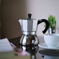 สีเงิน 150 ml. เครื่องชงกาแฟ  กาต้มกาแฟ มอคค่าพอท ฐานสแตนเลส Stainless Moka Pot Espresso ใช้ได้กับเตาแก๊ส, เตาไฟฟ้า และเตาแม่เหล็กไฟฟ้า