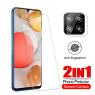 2-IN-1 For Samsung A12 A42 5G 9H Tempered Glass+HD Camera Lens Glass For For Samsung Galaxy A42 5G 6.6 inch or Samsung Galaxy A12 6.5 inch 9H Front Safety Glass Screen Protector Film Full Cover