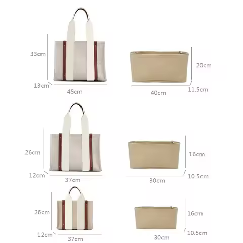 Purse Liner Organizer Insert Felt Makeup Bag Storage with Ipad Pouch Womens Luxury Handbag Tote Shap