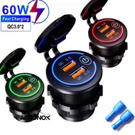 ACTIONOK Dual QC 3.0 Waterproof USB Charger for Motorcycle 12/24V Quick Charge Power Socket with Swi