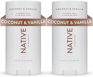 Native Deodorant | Natural Deodorant for Women and Men, Aluminum Free with Baking Soda, Probiotics, Coconut Oil and Shea Butter | Coconut &amp; Vanilla - Pack of 2