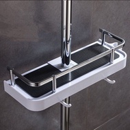 [NEW 2023] Bathroom Shower Storage Rack Organizer No Drilling Lifting Rod Shower Head Holder Shower Gel Shampoo Tray Holder Pole Shelves