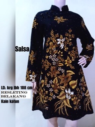 TUNIK BATIK MODERN UKURAN JUMBO WANITA LD 130 MODEL TERBARU KOMBINASI KANCING DEPAN PAKAIAN KANTOR C