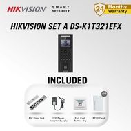 HIKVISION Set A DS-K1T321EFX | Power Adapter | EM Door Lock | Door Lock | Exit Push Button | 10 RFID