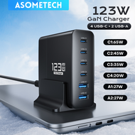 123W 6 Port GaN Charger PD Fast Charger for PD3.0 USB C 65W USB A 27W Universal for iPhone Samsung P