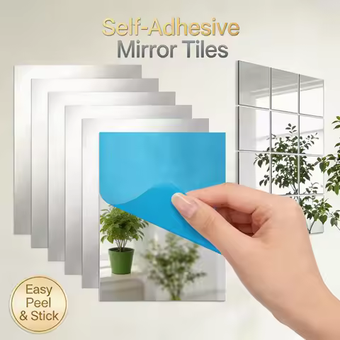 Mirror Wall Sticker Flexible Mirror Tiles Non Glass Self Adhesive Mirror Wall Decal Removable Mirror
