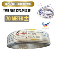 PVC CABLE 2 CORE TWIN FLAT BLUE WHITE WIRE (2C 23/0.14) BIRU PUTIH WAYAR CABLE