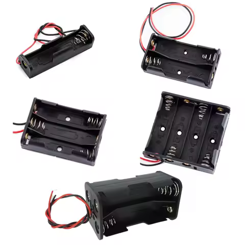 AA 1 2 3 4 Slots ports AA 1.5v 6v Power Battery Storage Case Box Holder Leads Wire black for diy rep